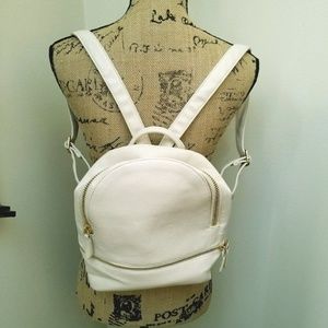 Vegan Leather Cream Backpack